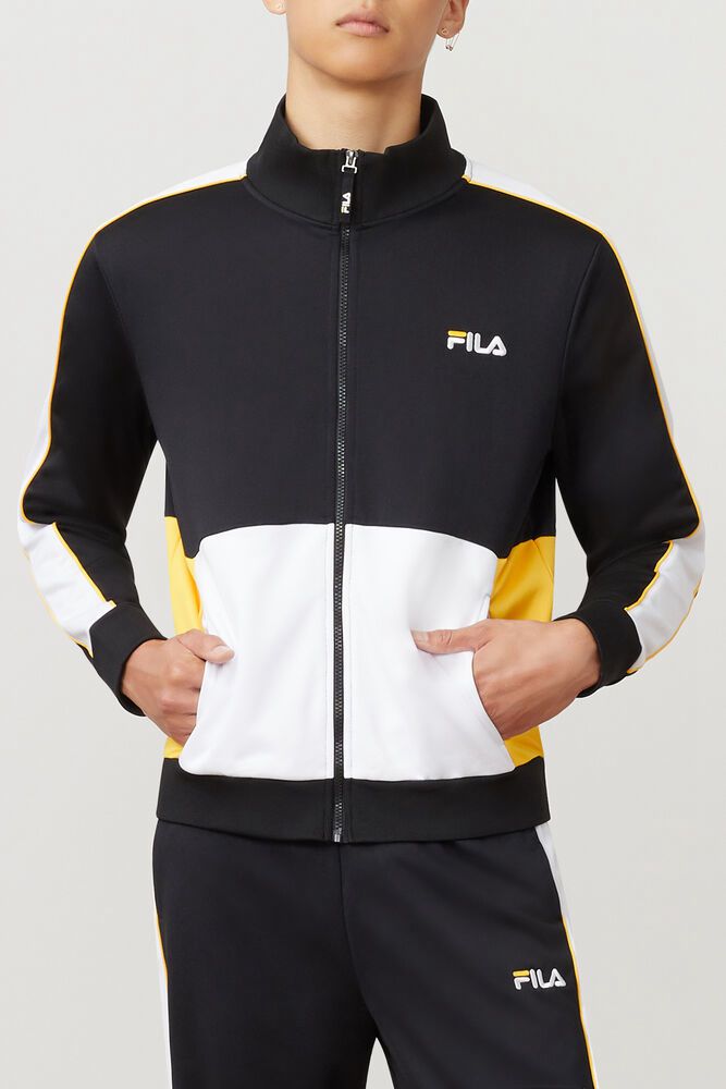 Fila Jacket Mens Black/White - Michele - Philippines 3649218-VY